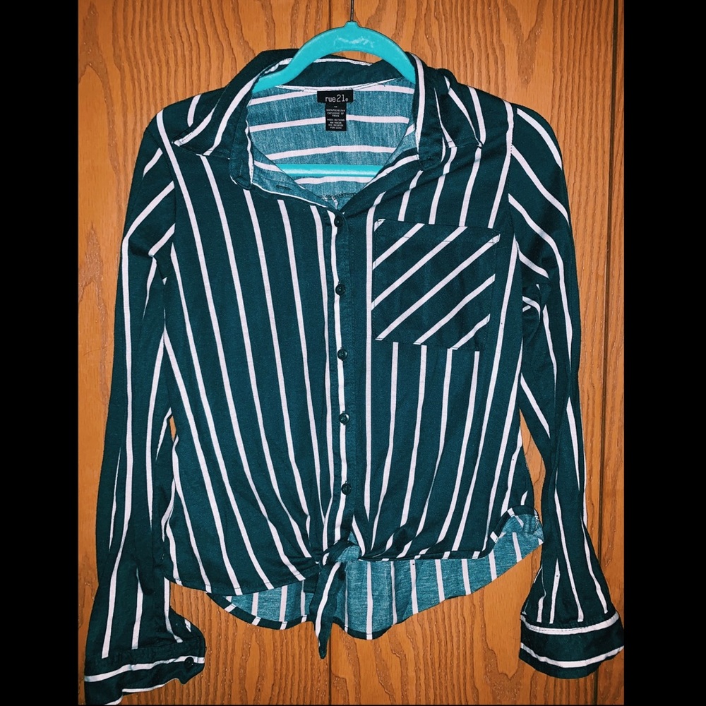 Rue21 Teal Striped Button-Down